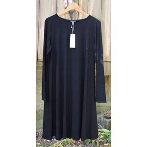 New w/Tags Eileen Fisher Jewel Neck Trapeze Dress in Viscose Jersey, Fit+Flare M